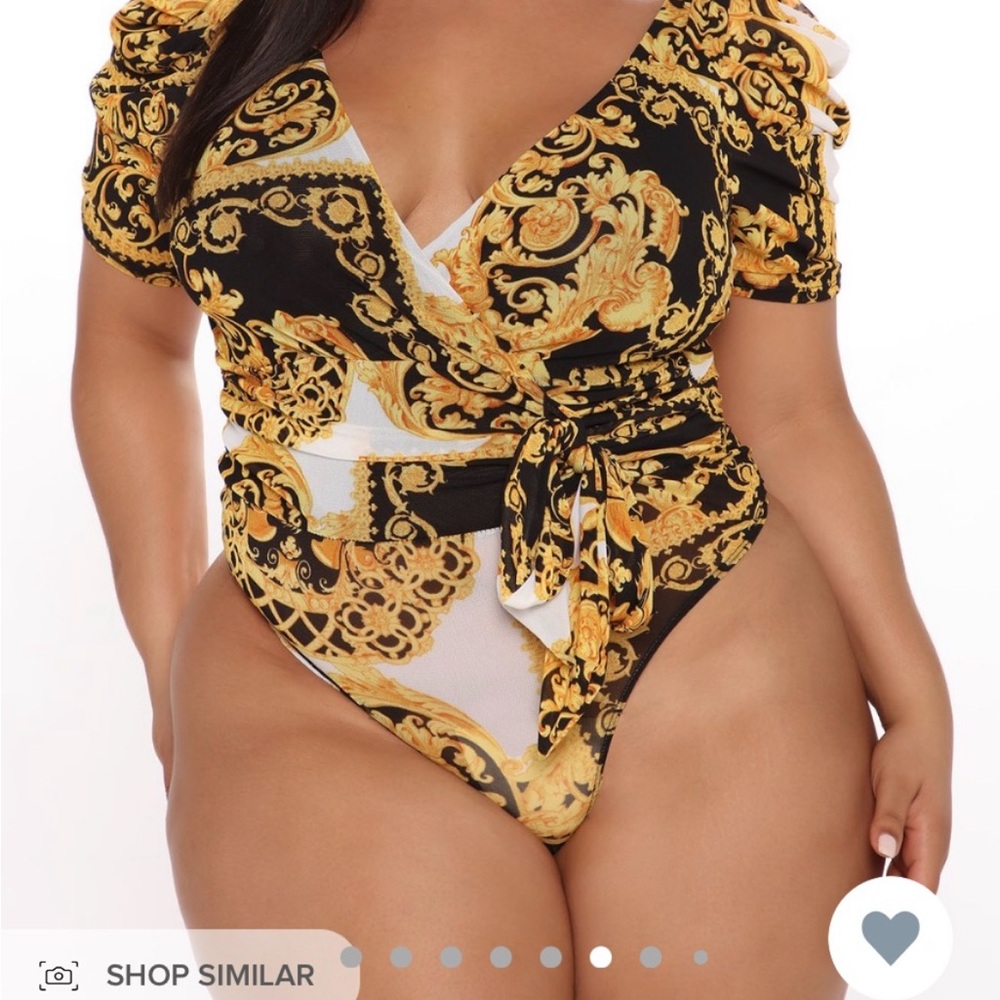 Baroque Print Wrap Bodysuit